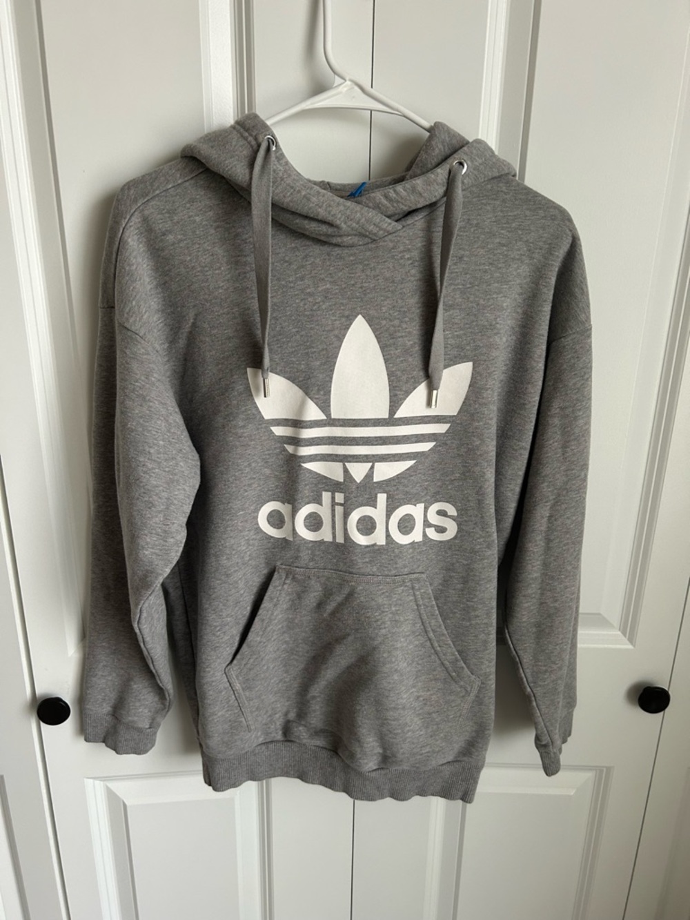 Adidas Womens Gray Trefoil Hoodie Sweatshirt